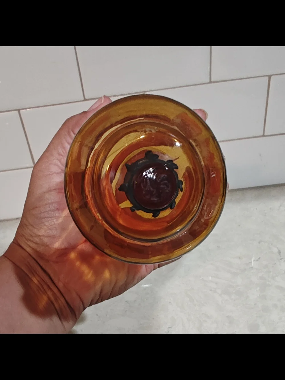 Vintage Homco Peg Votive Tulip Candle Holder Sconce Amber Glass Honeycomb 5-1/4